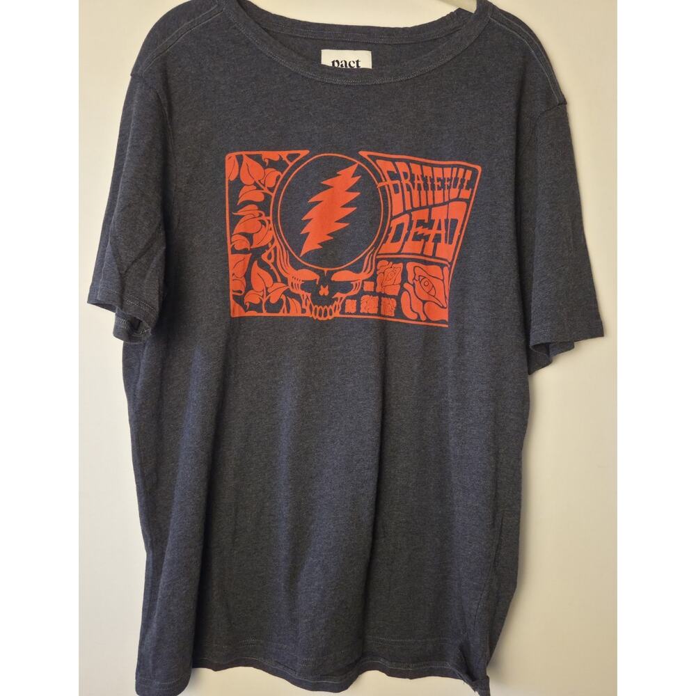 New PACT + Grateful Dead Organic Cotton Fillmore Graphic T Shirt Size L Gray